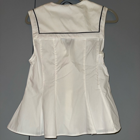 Sailor Neck White Sleeveless Top with Black Trim - Picture 2 of 2